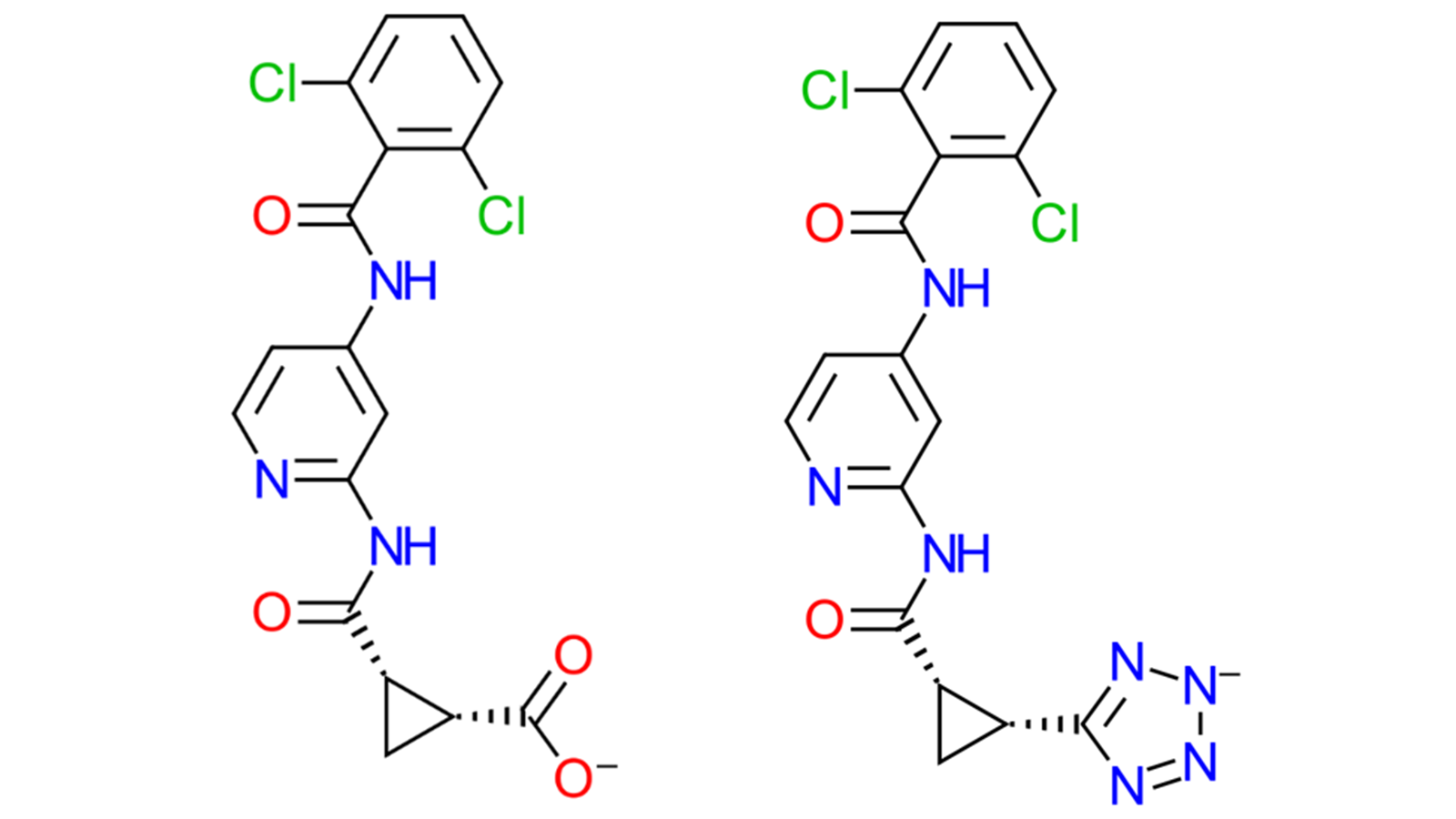 Figure 1 the two charged ligands from the TYK2 dataset
