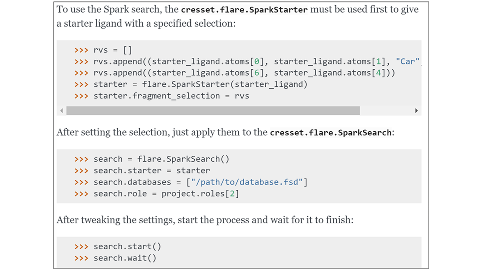 Figure 4 All Spark features are accessible from the Flare Python API