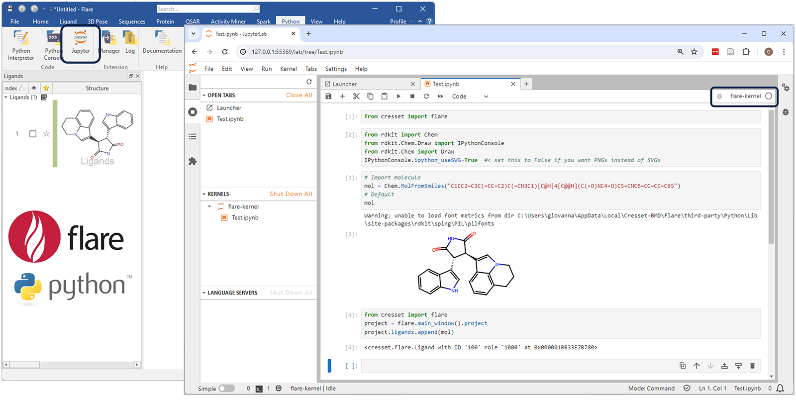 Flare V9 is fully integrated with JupyterLab Notebooks